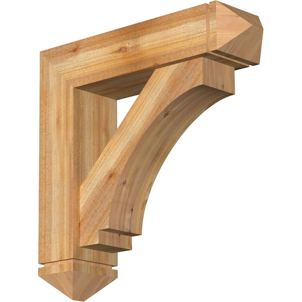 Ekena Millwork Imperial Arts and Crafts Rough Sawn Bracket w/ Offset Brace, Western Red Cedar, 8"W x 32"D x 32"H BKT0806X32X32IMP03RWR - main
